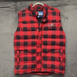 Adidas Sleeveless Gilet Men Size M Red Black Puffer Jacket Top